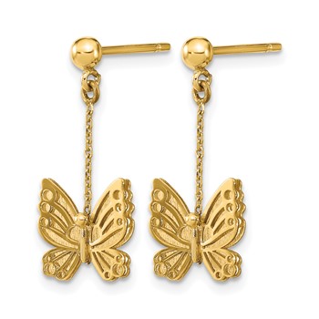 Leslie's 14k Polished and Brushed Butterfly Earrings — alternate view