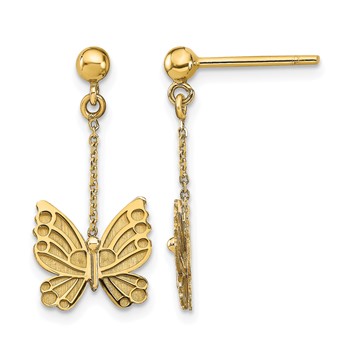 Leslie's 14k Polished and Brushed Butterfly Earrings