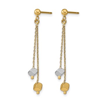 Leslie's 14K Two-tone Polished Beaded Post Dangle Earrings — alternate view