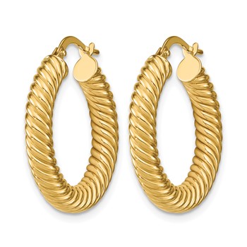 Leslie's 14K Polished Textured Hoop Earrings — alternate view