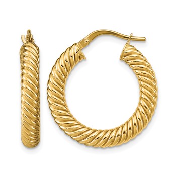 Leslie's 14K Polished Textured Hoop Earrings