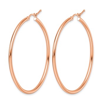 Leslie's 14k Rose Gold Polished 2x45mm Polished Hoop Earrings — alternate view