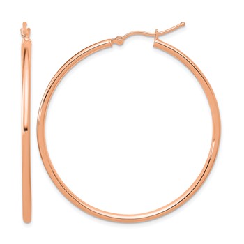 Leslie's 14k Rose Gold Polished 2x45mm Polished Hoop Earrings