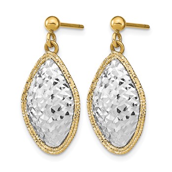 Leslie's 14k Two-Tone Polished D/C Post Dangle Earrings — alternate view