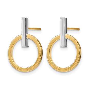 Leslie's 14K w/ White Rhodium Polished Post Dangle Earrings — alternate view