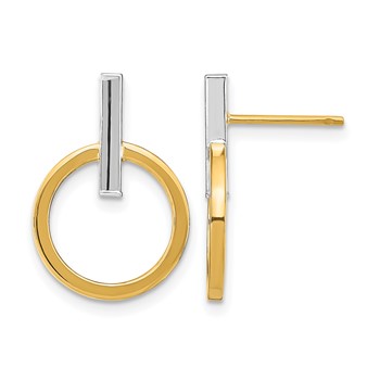 Leslie's 14K w/ White Rhodium Polished Post Dangle Earrings