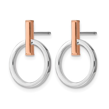Leslie's 14K with White Rhodium and Rose Gold-Plating Polished Post Dangle Earrings — alternate view