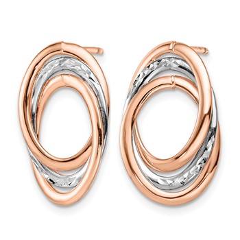Leslie's 14K w/Wht and Rose RH-plating  Polish/Dia-cut Post Earrings — alternate view