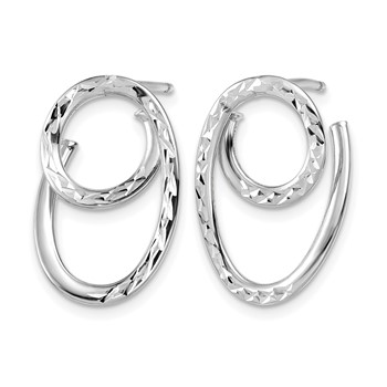 Leslie's 14K w/White RH-plating Polished/Dia-cut Post Earrings — alternate view