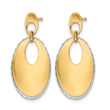 Leslie's 14K Two-tone Polished Textured Post Dangle Earrings — alternate view