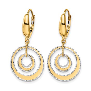 Leslie's 14K Two-tone Polished Textured Leverback Dangle Earrings — alternate view