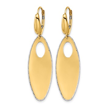 Leslie's 14K Two-tone Polished Textured Leverback Dangle Earrings — alternate view