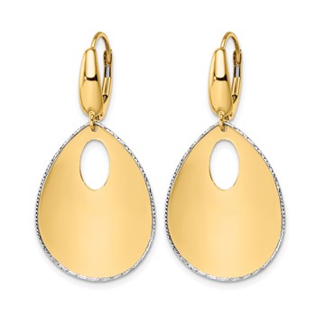 Leslie's 14K Two-tone Polished Textured Leverback Dangle Earrings — alternate view