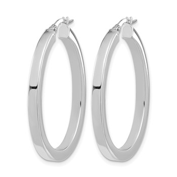 Leslie's 14K White Gold Polished Oval Hoop Earrings — alternate view
