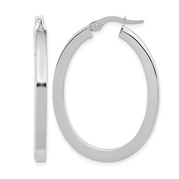 Leslie's 14K White Gold Polished Oval Hoop Earrings