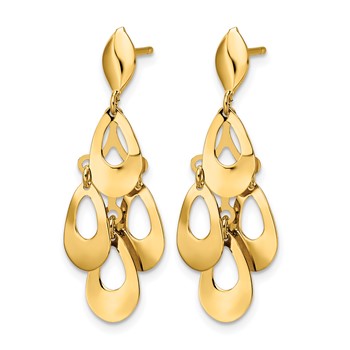 Leslie's 14k Polished and Brushed Post Dangle Chandelier Earrings — alternate view