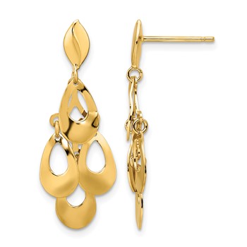 Leslie's 14k Polished and Brushed Post Dangle Chandelier Earrings