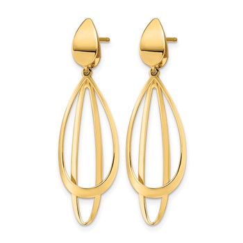 Leslie's 14k Polished and Brushed Post Dangle Earrings — alternate view