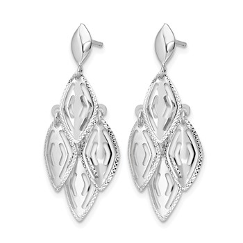 Leslie's 14k White Gold Polished D/C Post Dangle Chandelier Earrings — alternate view