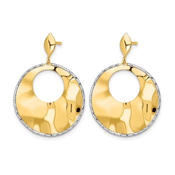 Leslie's 14k Two-tone Polished Textured Post Dangle Earrings — alternate view