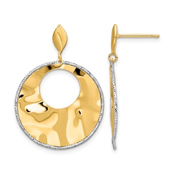 Leslie's 14k Two-tone Polished Textured Post Dangle Earrings