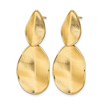 Leslie's 14k Polished Textured Post Dangle Earrings — alternate view