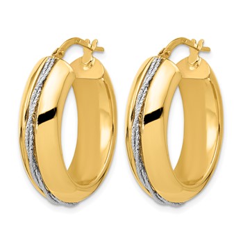 Leslie's 14K Two-tone Polished w/ Twist Center Hoop Earrings — alternate view