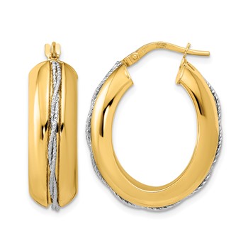 Leslie's 14K Two-tone Polished w/ Twist Center Hoop Earrings