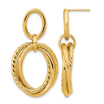 Leslie's 14K Polished and Textured Post Dangle Earrings