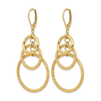Leslie's 14K Polished and Textured Leverback Earrings — alternate view