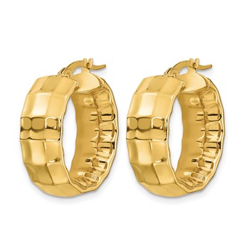 Leslie's 14K Polished Textured Oval Hoop Earrings — alternate view
