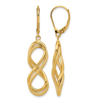 Leslie's 14K Polished Textured Infinity Leverback Earrings