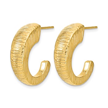 Leslie's 14k Polished Textured J-hoop Earrings — alternate view