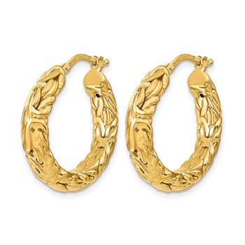 Leslie's 14k Polished Textured Hoop Earrings — alternate view