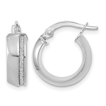Leslie's 14K White Gold Polished Glitter Infused Hoop Earrings