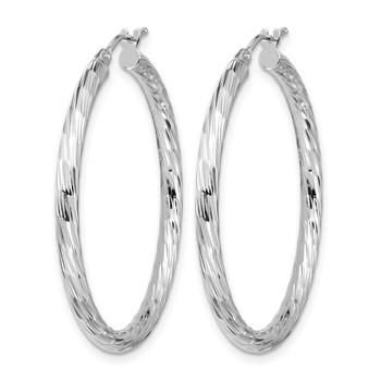 Leslie's 14k White Gold Polished D/C Hoop Earrings — alternate view