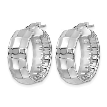 Leslie's 14k White Gold Polished Textured Oval Hoop Earrings — alternate view