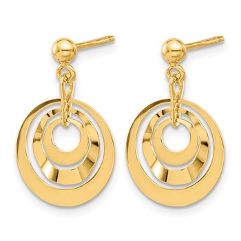 Leslie's 14K Polished Circles Post Dangle Earrings — alternate view