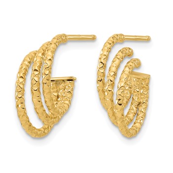 Leslie's 14K Polished and Hammered Post Hoop Earrings — alternate view