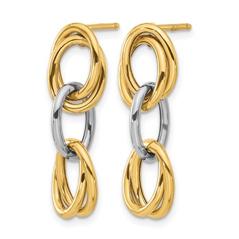 Leslie's 14K with Rhodium Polished Ovals Dangle Earrings — alternate view