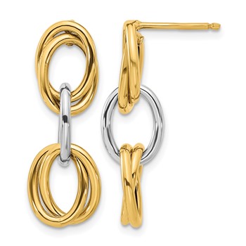 Leslie's 14K with Rhodium Polished Ovals Dangle Earrings