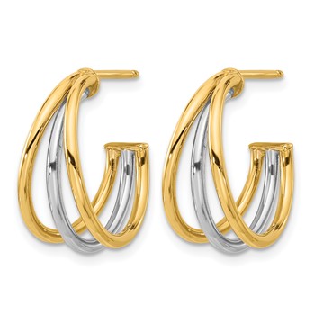 Leslie's 14K with Rhodium Polished Hoop Post Earrings — alternate view