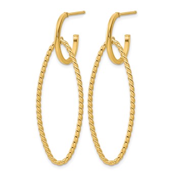 Leslie's 14K Polished and Twist Dangle Oval J-Hoop Earrings — alternate view
