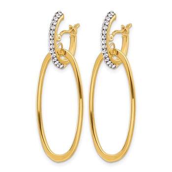 Leslie's 14K Polished Crystal Oval Hoop Earrings — alternate view