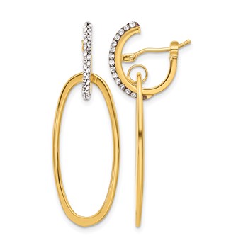 Leslie's 14K Polished Crystal Oval Hoop Earrings