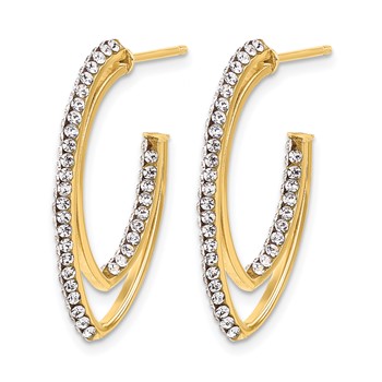 Leslie's 14K Polished Crystal J-Hoop Post Earrings — alternate view