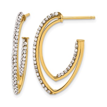 Leslie's 14K Polished Crystal J-Hoop Post Earrings