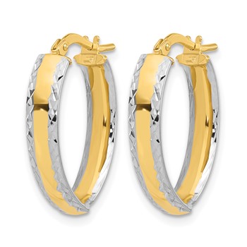 Leslie's 14K and White Rhodium Polished and Diamond-cut In/Out Hoop Earring — alternate view