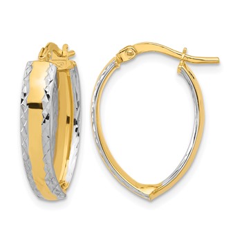 Leslie's 14K and White Rhodium Polished and Diamond-cut In/Out Hoop Earring