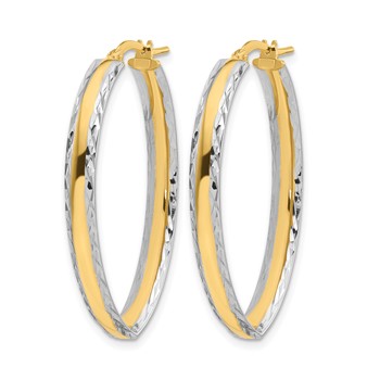 Leslie's 14K and White Rhodium Polished and Diamond-cut In/Out Hoop Earring — alternate view